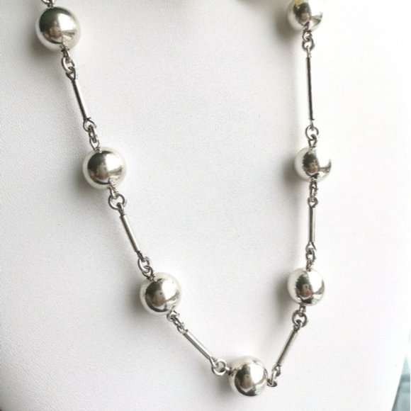 Vintage Sterling Silver ball bead necklace toggle - Picture 10 of 10